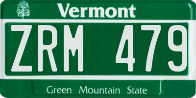 VT license plate ZRM479