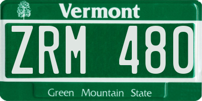 VT license plate ZRM480