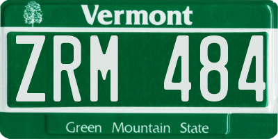 VT license plate ZRM484