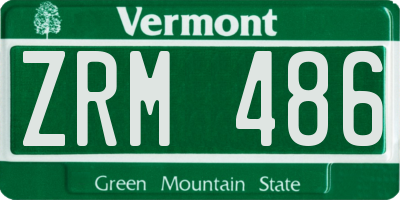 VT license plate ZRM486