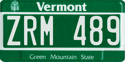 VT license plate ZRM489