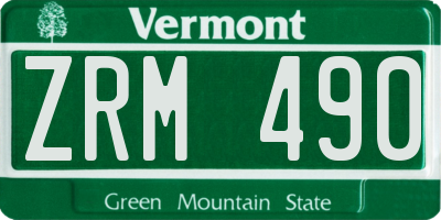 VT license plate ZRM490