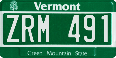 VT license plate ZRM491