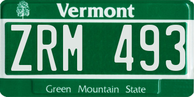 VT license plate ZRM493