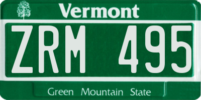 VT license plate ZRM495