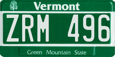 VT license plate ZRM496