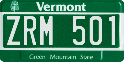 VT license plate ZRM501