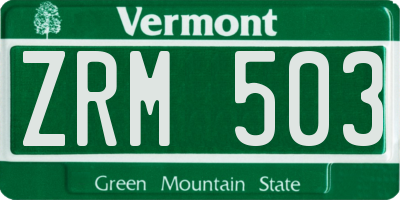 VT license plate ZRM503