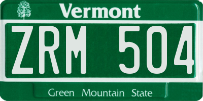 VT license plate ZRM504