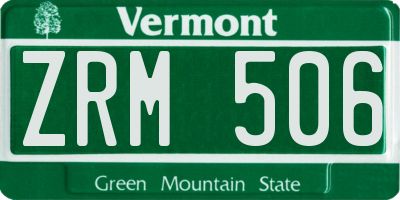 VT license plate ZRM506