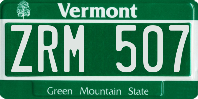 VT license plate ZRM507