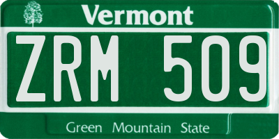 VT license plate ZRM509
