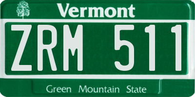 VT license plate ZRM511