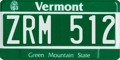 VT license plate ZRM512