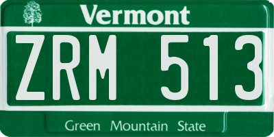 VT license plate ZRM513