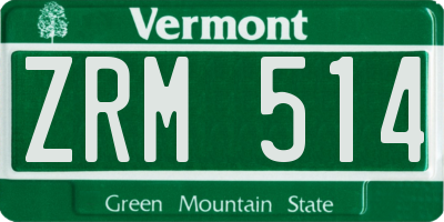 VT license plate ZRM514