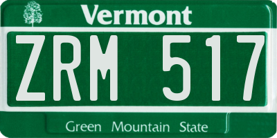 VT license plate ZRM517