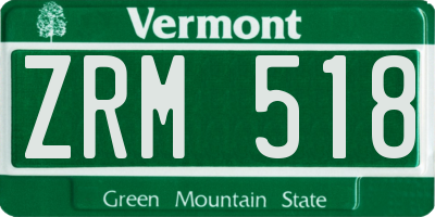 VT license plate ZRM518