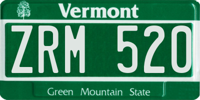 VT license plate ZRM520