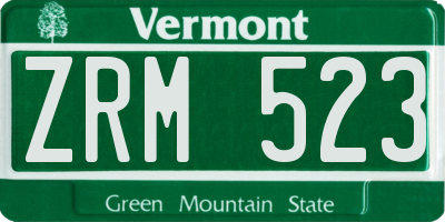 VT license plate ZRM523