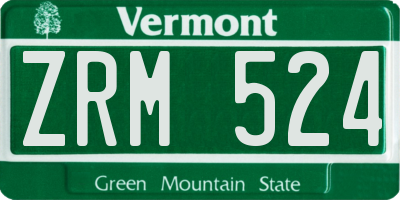 VT license plate ZRM524