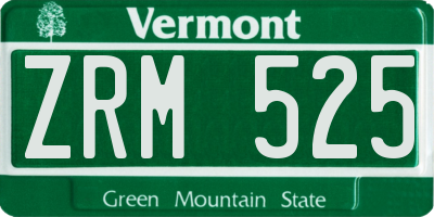 VT license plate ZRM525