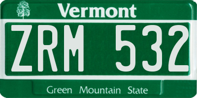VT license plate ZRM532