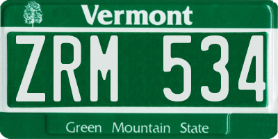 VT license plate ZRM534