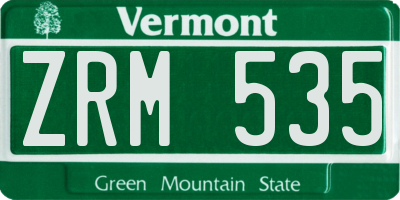 VT license plate ZRM535