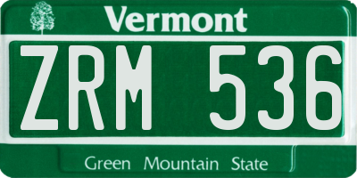 VT license plate ZRM536