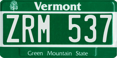 VT license plate ZRM537