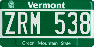 VT license plate ZRM538