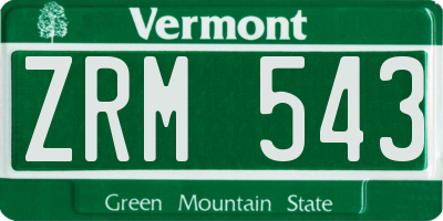 VT license plate ZRM543