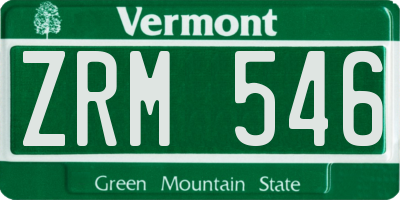 VT license plate ZRM546