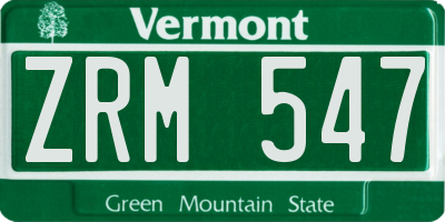 VT license plate ZRM547