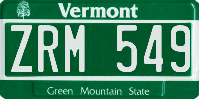 VT license plate ZRM549