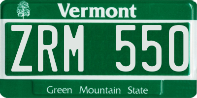 VT license plate ZRM550