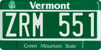 VT license plate ZRM551