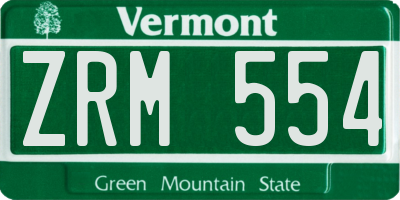 VT license plate ZRM554