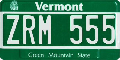 VT license plate ZRM555