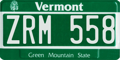 VT license plate ZRM558