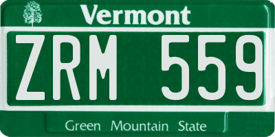 VT license plate ZRM559