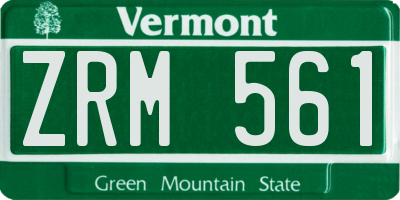 VT license plate ZRM561