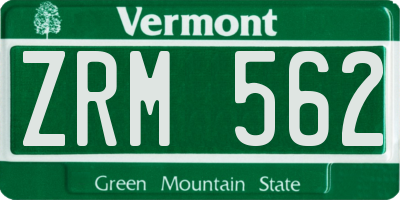 VT license plate ZRM562