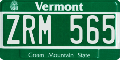 VT license plate ZRM565