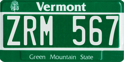 VT license plate ZRM567