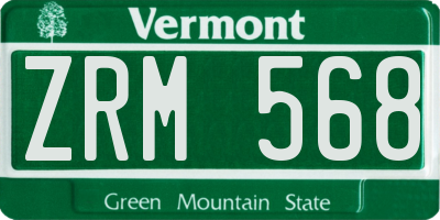 VT license plate ZRM568