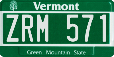VT license plate ZRM571
