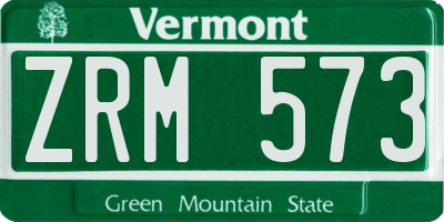 VT license plate ZRM573
