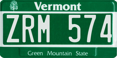 VT license plate ZRM574